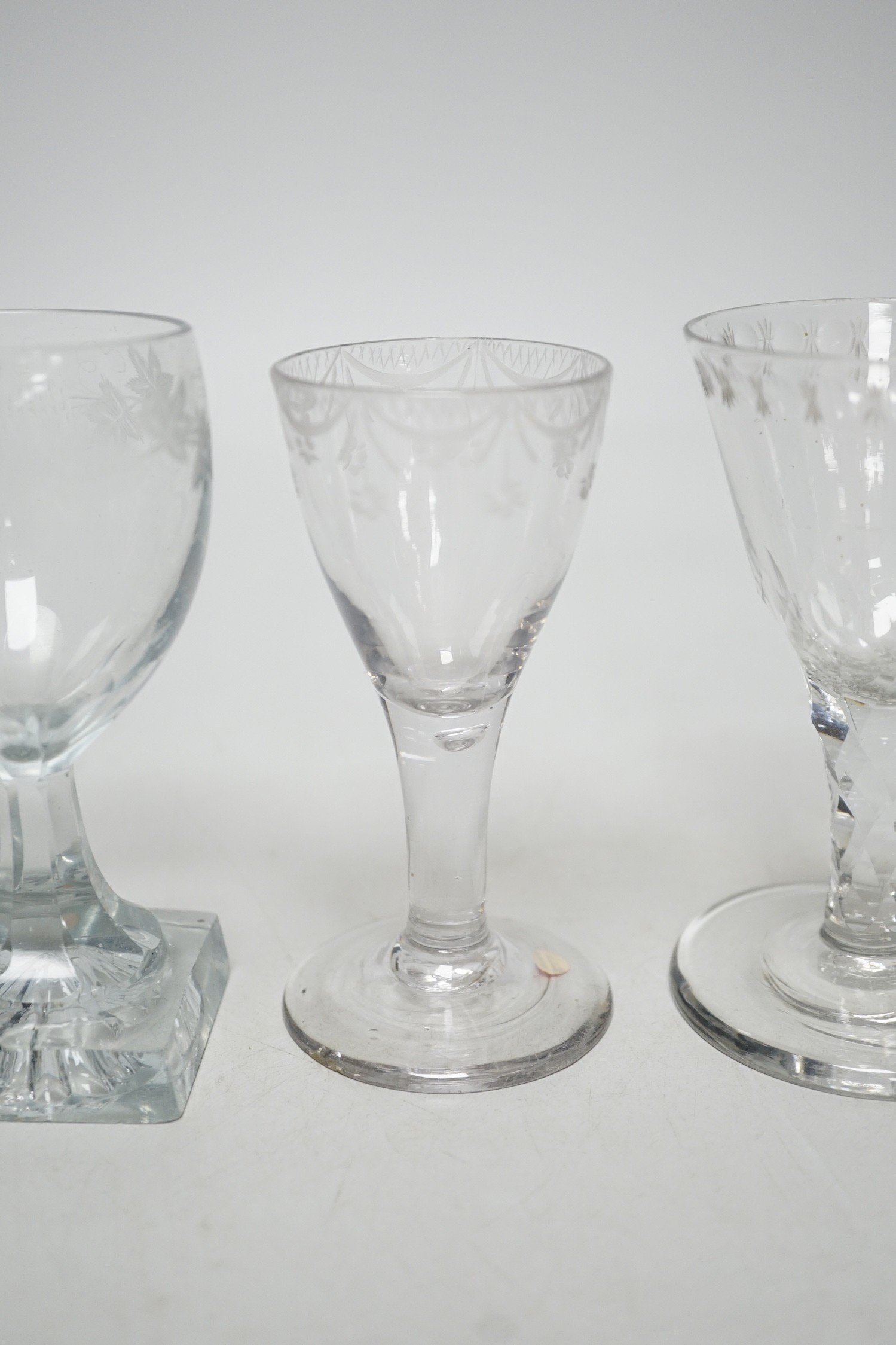 Five Georgian drinking glasses, tallest 12.5cm